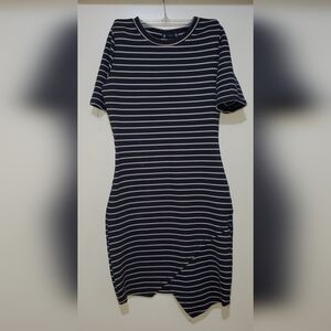 Iris Navy and White Striped Maxi Dress